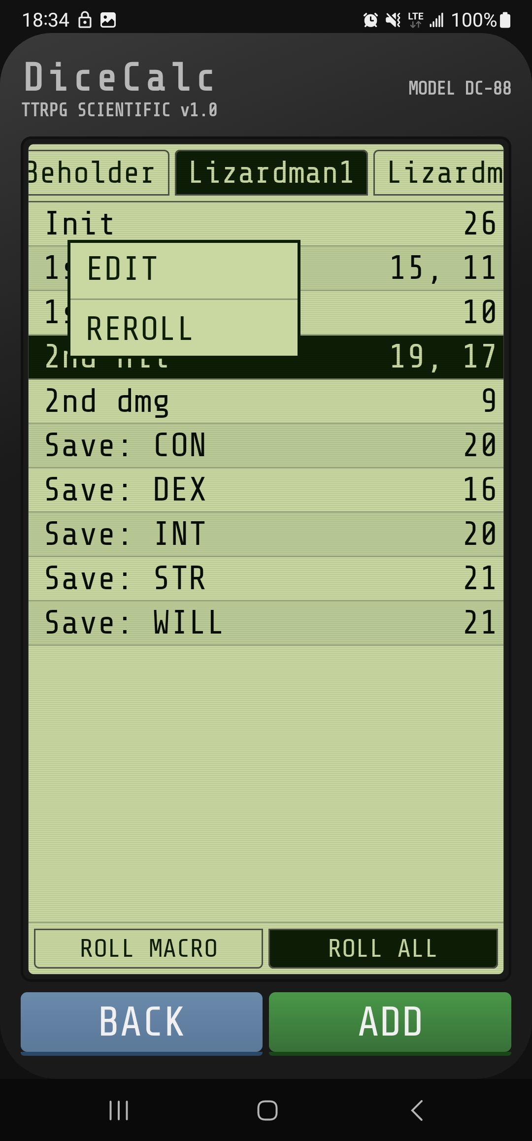 Roll All mode with character tab