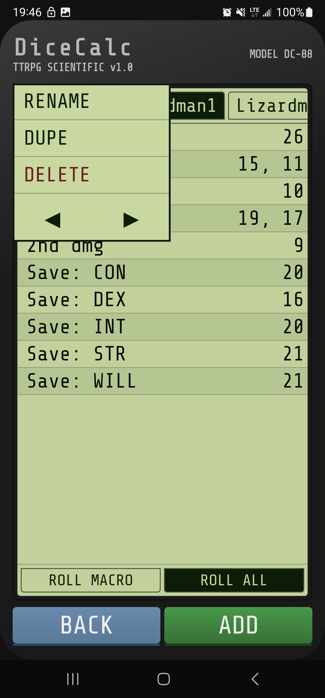 Tab management menu with rename, dupe, delete, and reorder