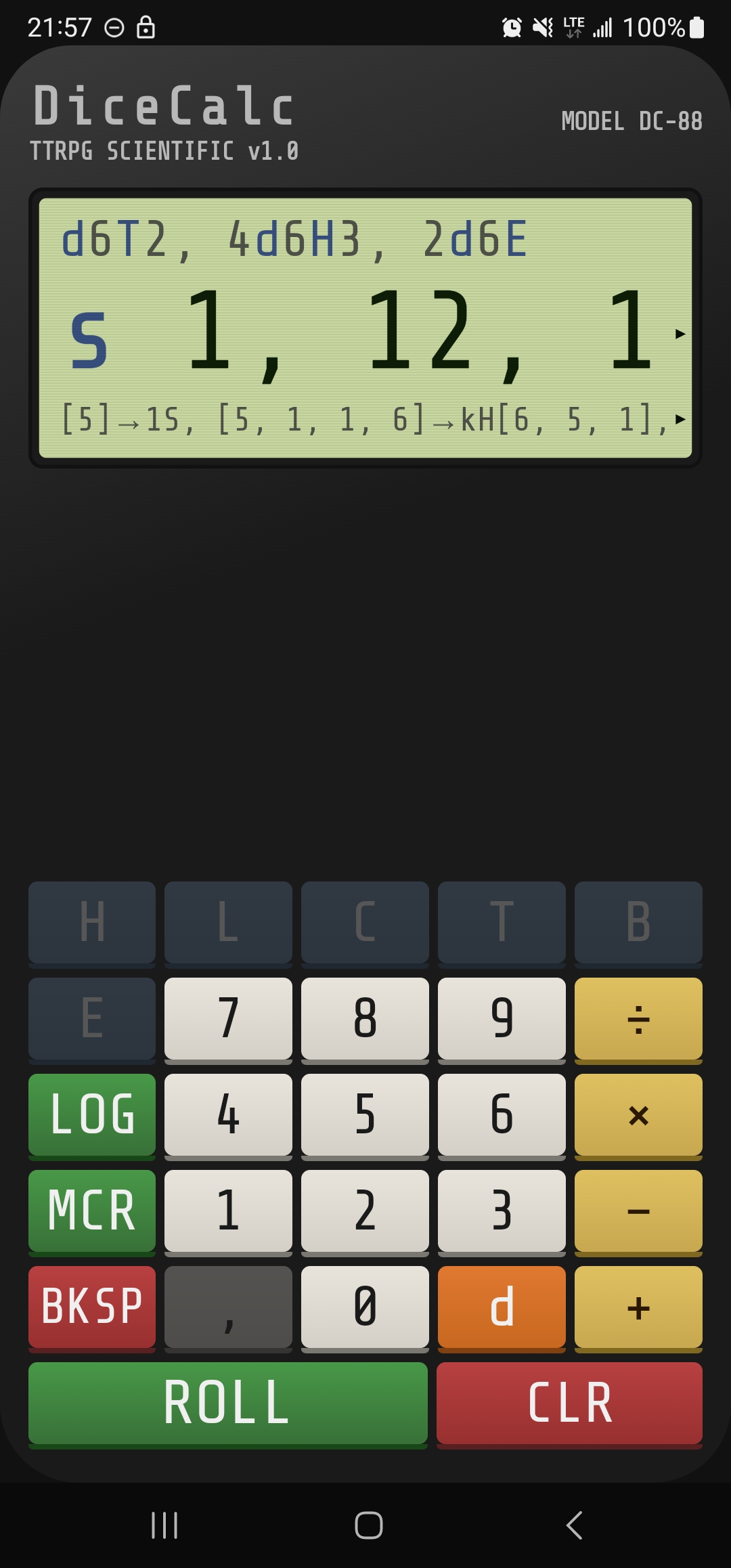 Complex dice expression with multiple mechanics